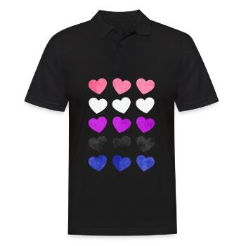 Gender Fluid Pride Flag Hearts Subtle LGBTQ - Men's Polo Shirt - black - Front - Kai (181cm)