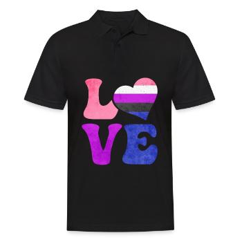 Gender Fluid Pride Flag LOVE Heart LGBTQ - Men's Polo Shirt - black - Front - Kai (181cm)