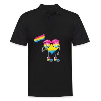 Pansexual Pride Pan Flag Heart Sublte LGBTQ - Men's Polo Shirt - black - Front - Kai (181cm)