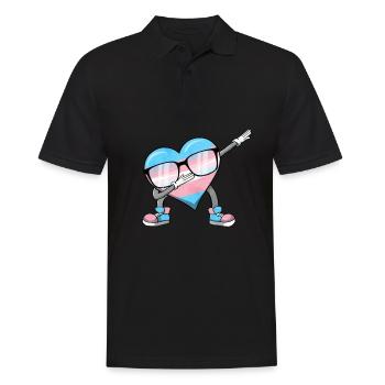 Transgender Stolz Trans Flagge Tupfen Herz Sublte - Männer Poloshirt - Schwarz - Vorne - Kai (181cm)