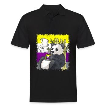 Non Binary Pride Flag Panda Coffee Sublte LGBT - Men's Polo Shirt - black - Front - Kai (181cm)