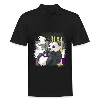 Asexual Pride Ace Flag Panda Coffee Sublte LGBT - Men's Polo Shirt - black - Front - Kai (181cm)