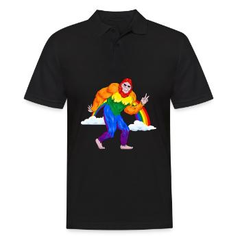 Homosexuell Stolz Regenbogen Flagge Bigfoot Sasqua - Männer Poloshirt - Schwarz - Vorne - Kai (181cm)