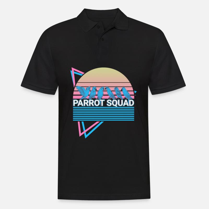 Parrot Squad Nymphensittich Retro - Männer Poloshirt - Schwarz