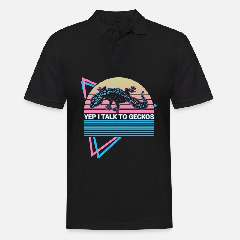 Leopard Gecko Retro - Männer Poloshirt - Schwarz