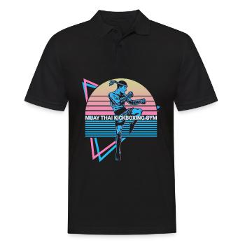 Muay Thai Kickboxen Retro - Männer Poloshirt - Schwarz - Vorne - Kai (181cm)