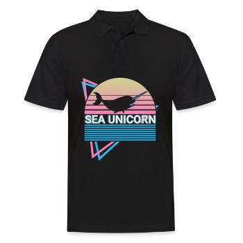 Narwal Retro - Männer Poloshirt - Schwarz - Vorne - Kai (181cm)