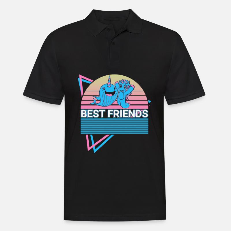 Narwal Retro - Männer Poloshirt - Schwarz