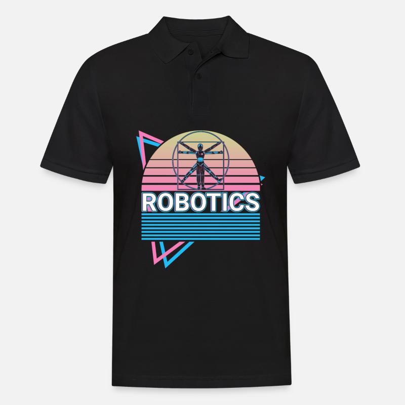 Retro-Roboter - Männer Poloshirt - Schwarz