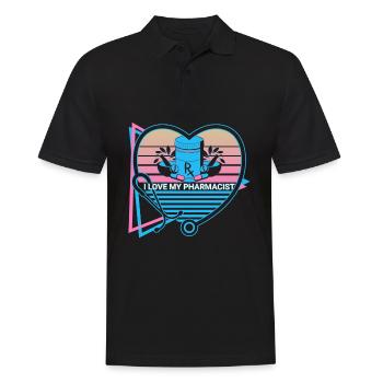 J’adore mon pharmacien pharmacie rétro - Polo Homme - noir - Devant - Kai (181cm)