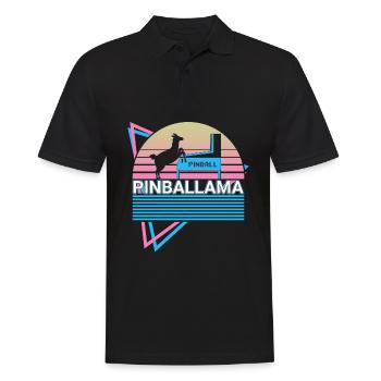 Flipper Llama Pinball Machine Rétro - Polo Homme - noir - Devant - Kai (181cm)