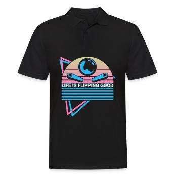 Flipperautomat Retro - Männer Poloshirt - Schwarz - Vorne - Kai (181cm)
