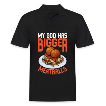 Fliegendes Spaghettimonster FSM - Männer Poloshirt - Schwarz - Vorne - Kai (181cm)