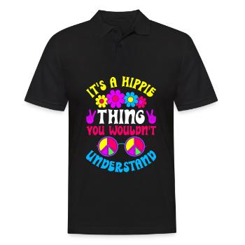 Lustiger Hippie Frieden Freundlichkeit - Männer Poloshirt - Schwarz - Vorne - Kai (181cm)