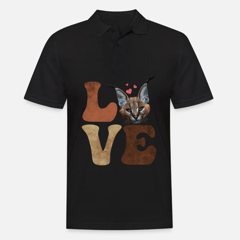 Großer Floppa Karakal Katze Meme - Männer Poloshirt - Schwarz