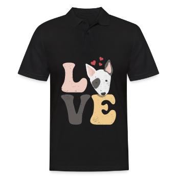 Bull Terrier Hund - Männer Poloshirt - Schwarz - Vorne - Kai (181cm)