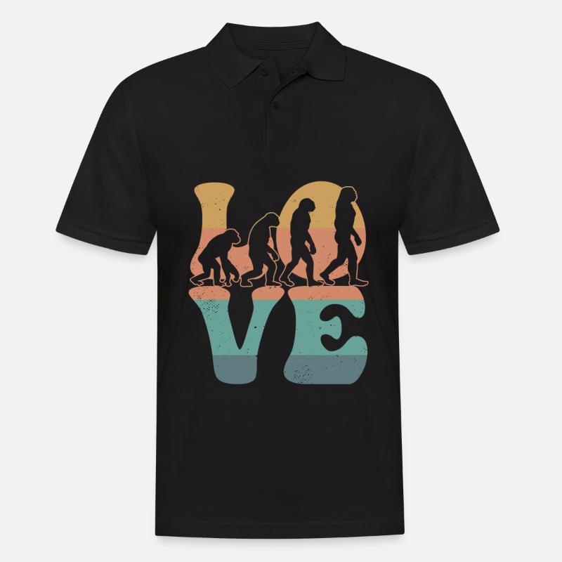 Charles Darwin Evolutionstheorie LIEBE - Männer Poloshirt - Schwarz