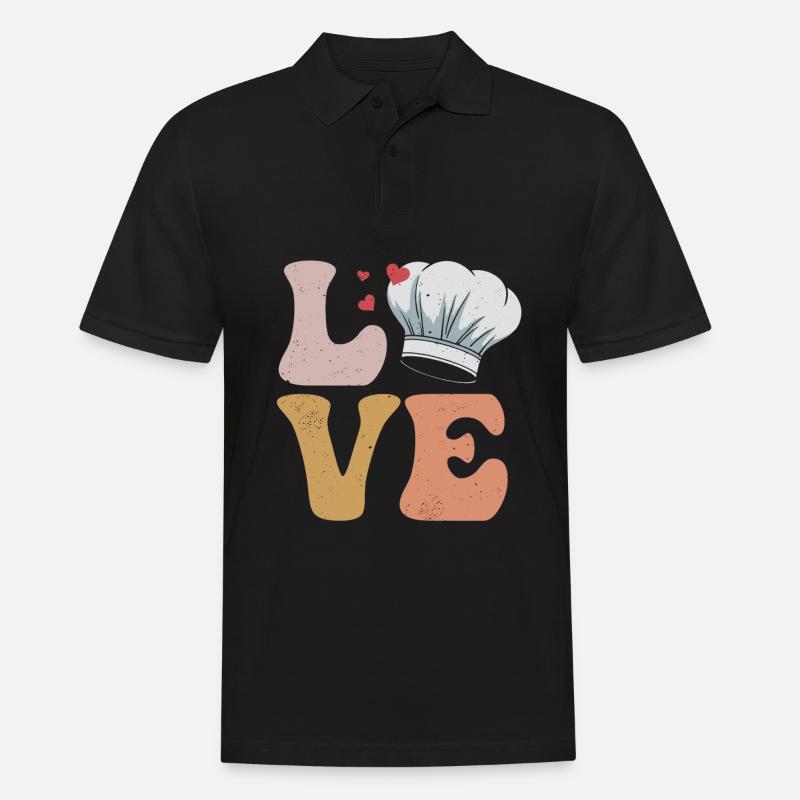 Chefkoch Kochen LIEBE - Männer Poloshirt - Schwarz