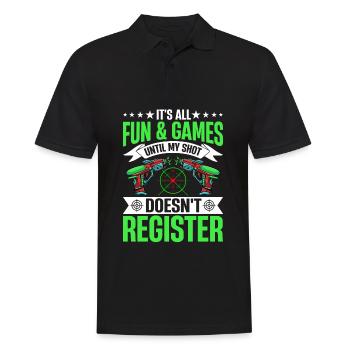 Laser Tag Spieler - Männer Poloshirt - Schwarz - Vorne - Kai (181cm)