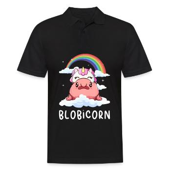 Kawaii Blobfisch Einhorn Regenbogen - Männer Poloshirt - Schwarz - Vorne - Kai (181cm)