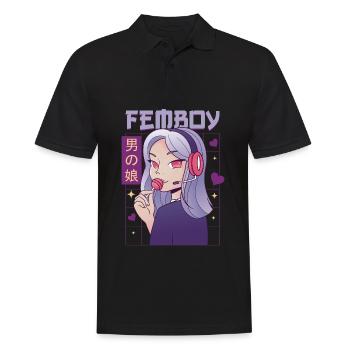 Femboy Crossdressing Crossdresser MTF Anime - Männer Poloshirt - Schwarz - Vorne - Kai (181cm)
