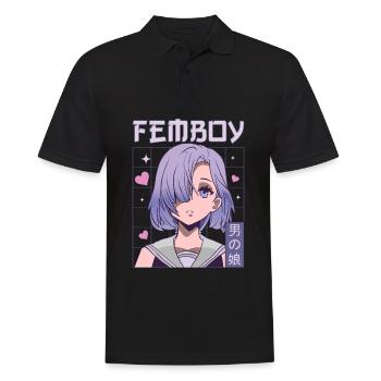 Femboy Crossdressing Crossdresser MTF Anime - Männer Poloshirt - Schwarz - Vorne - Kai (181cm)