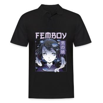 Femboy Crossdressing Crossdresser MTF Anime - Männer Poloshirt - Schwarz - Vorne - Kai (181cm)