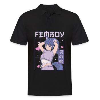 Femboy Crossdressing Crossdresser MTF Anime - Männer Poloshirt - Schwarz - Vorne - Kai (181cm)