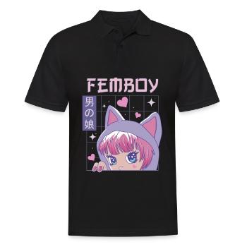 Femboy Crossdressing Crossdresser MTF Anime - Männer Poloshirt - Schwarz - Vorne - Kai (181cm)