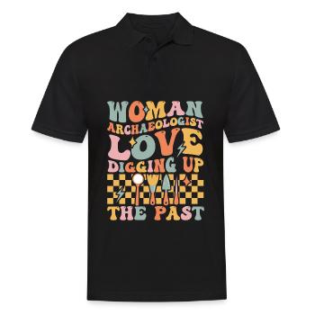 Groovy Archaeology Girl - Men's Polo Shirt - black - Front - Kai (181cm)