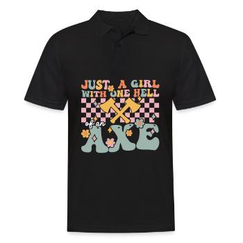Groovy Axtwerfendes Mädchen - Männer Poloshirt - Schwarz - Vorne - Kai (181cm)