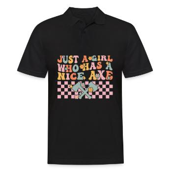 Groovy Axtwerfendes Mädchen - Männer Poloshirt - Schwarz - Vorne - Kai (181cm)