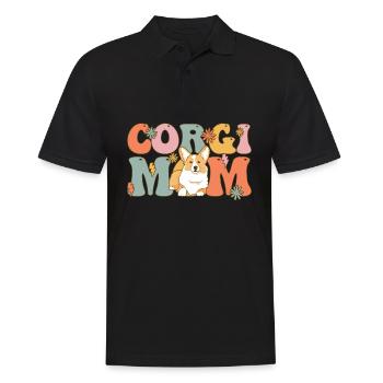 Groovy Corgi Mom Hundemutter - Männer Poloshirt - Schwarz - Vorne - Kai (181cm)