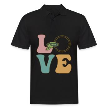 Laser Tag Spieler - Männer Poloshirt - Schwarz - Vorne - Kai (181cm)