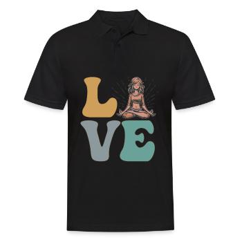 Meditation Spiritual Yoga Female Woman - Men's Polo Shirt - black - Front - Kai (181cm)