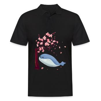 Sacabambaspis Fish Meme Sakura Cherry Blossom - Men's Polo Shirt - black - Front - Kai (181cm)