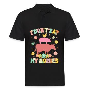 Groovy Vegan Pflanzenbasierte Ernährung Veganismus - Männer Poloshirt - Schwarz - Vorne - Kai (181cm)