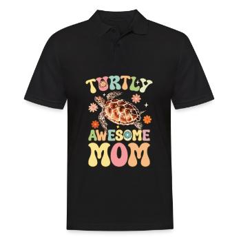 Groovy Turtle Lover Mom - Men's Polo Shirt - black - Front - Kai (181cm)