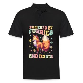 Groovy Furry Fandom Fursuit Fox - Men's Polo Shirt - black - Front - Kai (181cm)