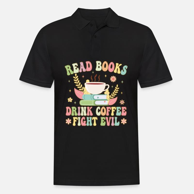 Groovy Book Reader Buch lesen - Männer Poloshirt - Schwarz