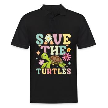 Groovy Meeresschildkröte - Männer Poloshirt - Schwarz - Vorne - Kai (181cm)
