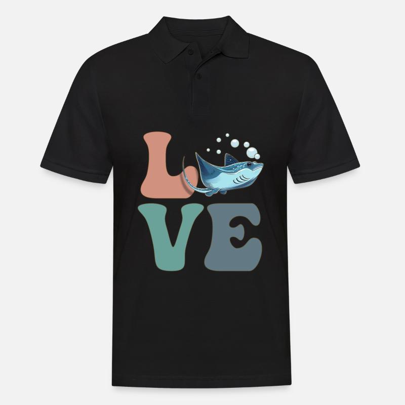 LIEBE Stachelrochen Mantarochen - Männer Poloshirt - Schwarz