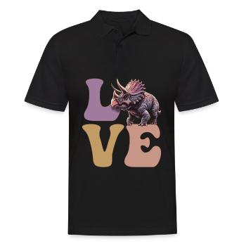 LOVE Triceratops Dinosaurier - Männer Poloshirt - Schwarz - Vorne - Kai (181cm)