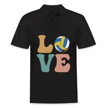 LOVE Volleyballspieler Mannschaftsbetreuer Trainer - Männer Poloshirt - Schwarz - Vorne - Kai (181cm)