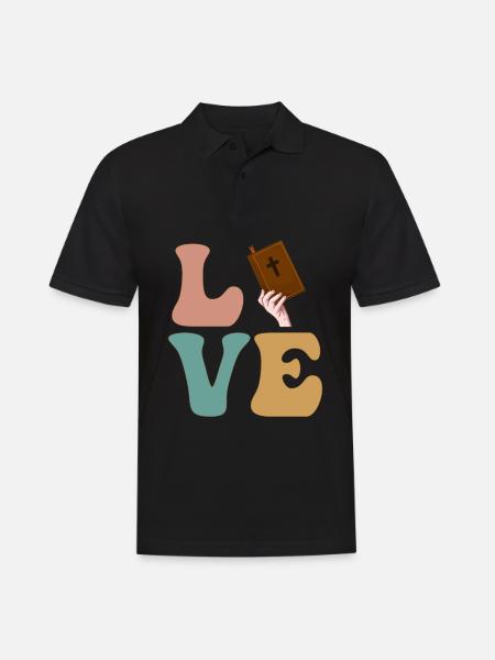 LIEBE Bibel Pastor Christlich Religiös - Männer Poloshirt - Schwarz