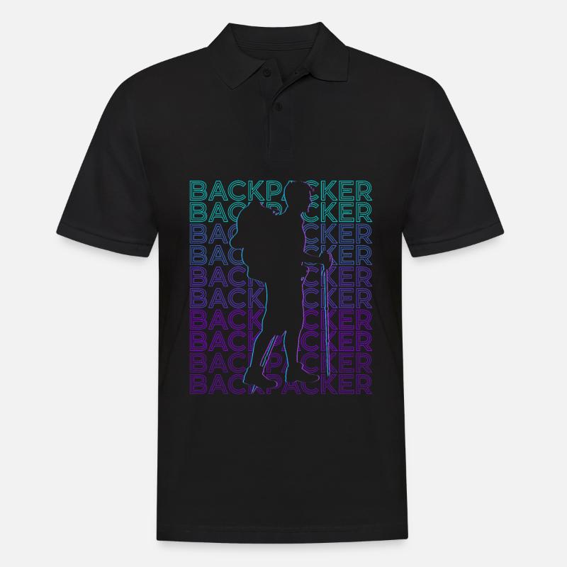 Backpacker Backpacking Wandern Camping Retro - Männer Poloshirt - Schwarz