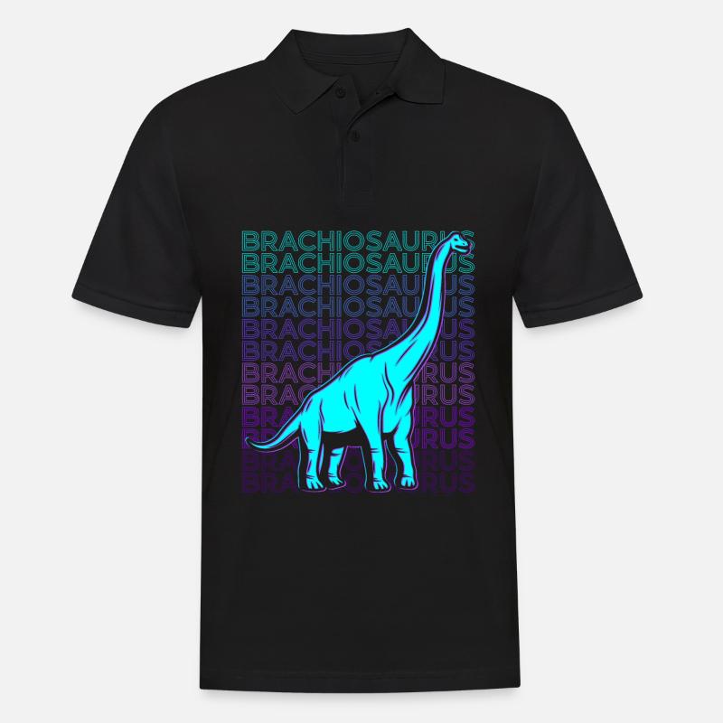 Brachiosaurus Dinosaurier Retro - Männer Poloshirt - Schwarz