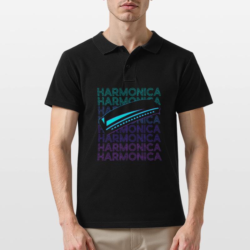 Harmonica Player Harmonica Player Retro Men's Polo Shirt
