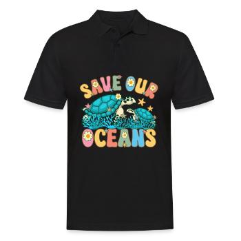 Rettet unsere Ozeane Klimawandel Ozean Tag der Erd - Männer Poloshirt - Schwarz - Vorne - Kai (181cm)