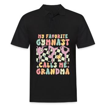 Mein Lieblingsturner nennt mich Oma Gymnastik Toch - Männer Poloshirt - Schwarz - Vorne - Kai (181cm)